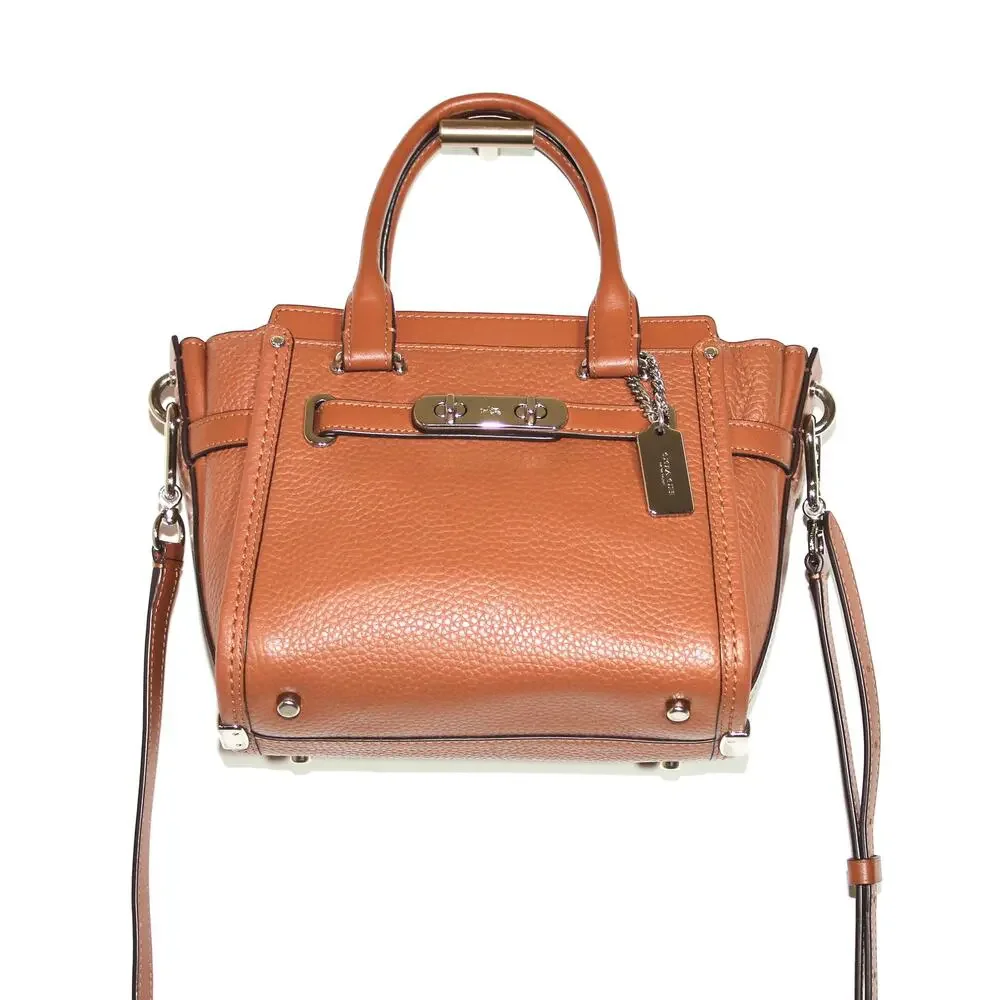 Coach Swagger Pebbled Brown Leather Satchel Bag